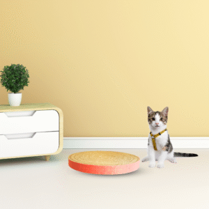 Purrly 16" Circle Horizontal Cardboard Cat Scratcher - Reversible - Long lasting