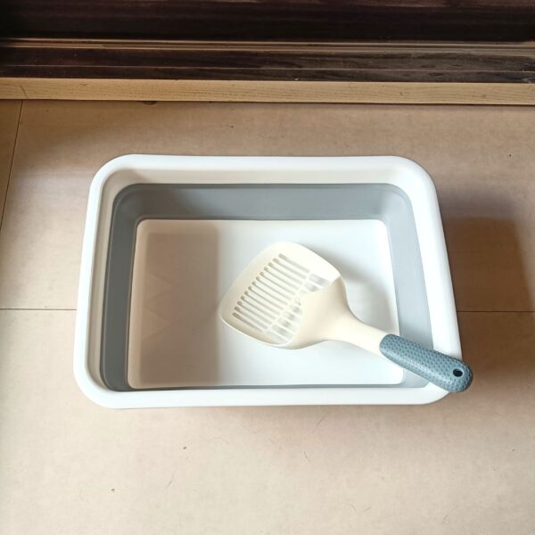 Purrly Travel Foldable Non-Stick Cat Litter Box & Scoop - Anti-Scatter, Easy-Clean Design for All Litter Types