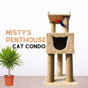Misty’s Penthouse 3.5ft Cat Tower Condo with Scratcher – 4 Resting Spots, Ideal for 1–3 Cats