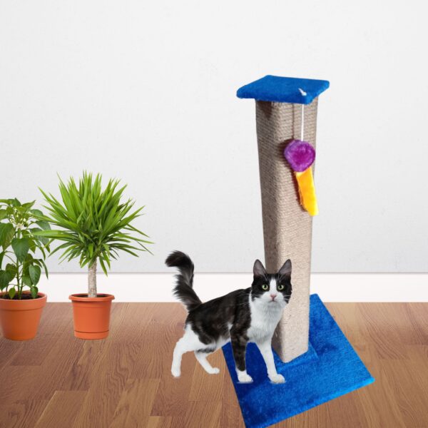 Grey Fur Meowzilla 3ft Vertical Cat Scratching Post – Heavy Base, Mouse Toy, Ideal for 1-5 Cats