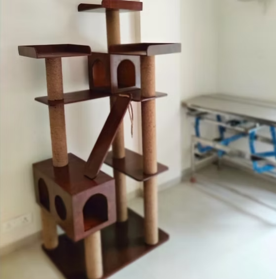 No-fur Marshmellow Cat Tower Condo Scratcher - 6ft tall outdoor structure - Easy Cleaning