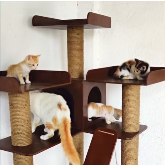 No-fur Marshmellow Cat Tower Condo Scratcher - 6ft tall outdoor structure - Easy Cleaning