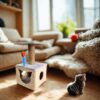 Purrly Kitten Cat Tower Condo for Kittens – 24" Tall Plywood Tree with Jute Scratching Pole & Faux Fur