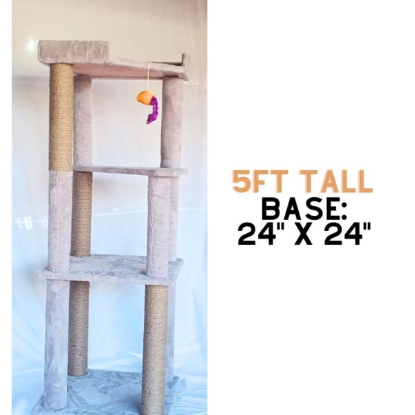 Basic Lola Cat Tower Scratcher - 5ft tall - Spacious platforms for big cats