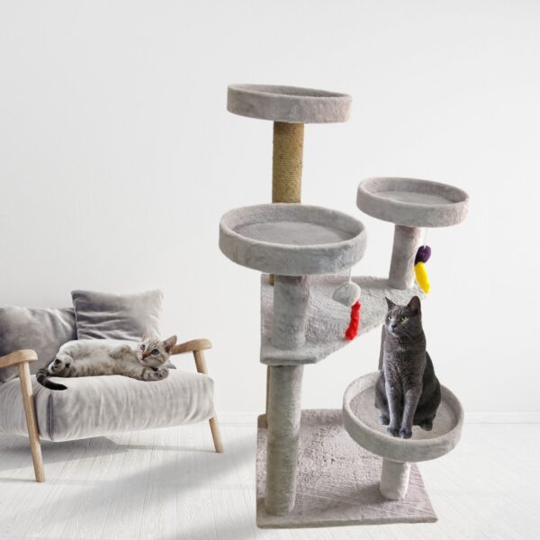 Imarti Cat Tower – 4ft Tall Jungle-Inspired Cat Tree with Plush Baskets & Scratching Posts