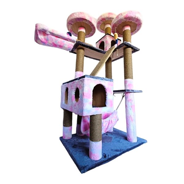 Marshmellow Super Duper Deluxe 6.5ft Cat Tower Condo with Baskets, Hammocks & Scratcher – For Multi-Cat Homes