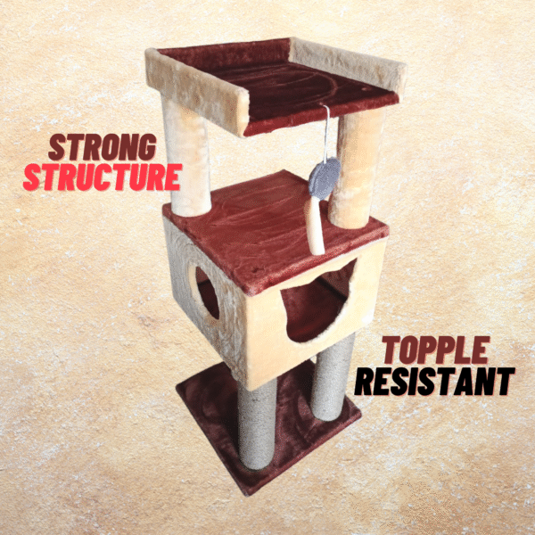 2 Misty’s Penthouse 3.5ft Cat Tower Condo with Scratcher – 4 Resting Spots, Ideal for 1–3 Cats