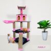 Deluxe Cat Castle 5ft Cat Tree Condo with Hammock & Scratcher Ladder - Multiple Cats