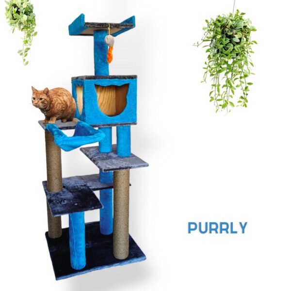 2 Royal Retreat 5ft Cat Tower Condo with Hammock & Scratching Poles – Compact Tree for 1–3 Cats