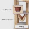 Lola’s Condo 5ft Cat Tower with Hammock, Scratching Poles & Top Basket – Multi-Level Tree for 1–3 Cats