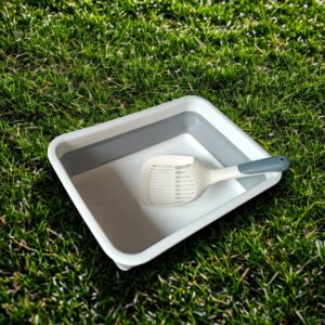 Purrly Travel Foldable Non-Stick Cat Litter Box & Scoop - Anti-Scatter, Easy-Clean Design for All Litter Types