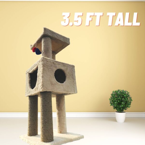 2 Misty’s Penthouse 3.5ft Cat Tower Condo with Scratcher – 4 Resting Spots, Ideal for 1–3 Cats