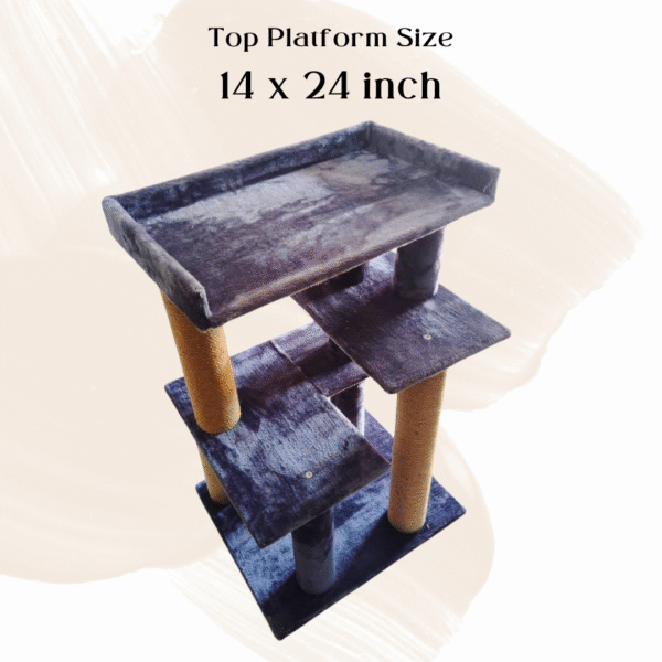 Bulbul Spacious Cat Tower – 3ft Tall | Custom Colors | 3 Rope Scratch Poles for 1–3 Cats