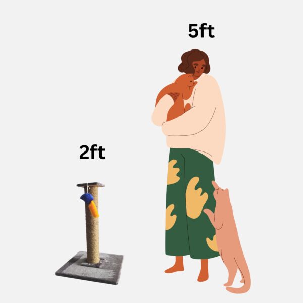 2ft Vertical Cat Scratching Pole – Jute Rope Cylinder with Fur Base – Easy Assembly – Replaceable Pole