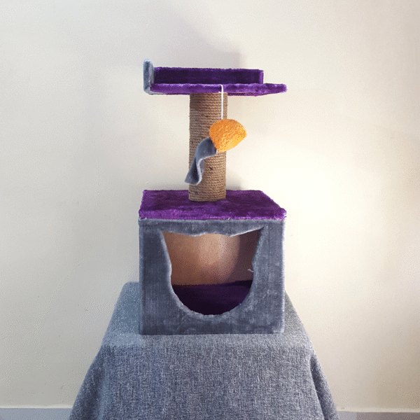 Goodly 2-Sided Cat Tower Condo Scratcher – 2ft Tall with Comfy Seating for Adult Cats