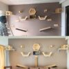 Hexagon Wall Mount Cat Box – Modern Cat Wall Shelf in Birch Plywood (Beige, Dark Brown, or Black)