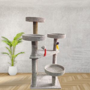 Imarti Cat Tower – 4ft Tall Jungle-Inspired Cat Tree with Plush Baskets & Scratching Posts