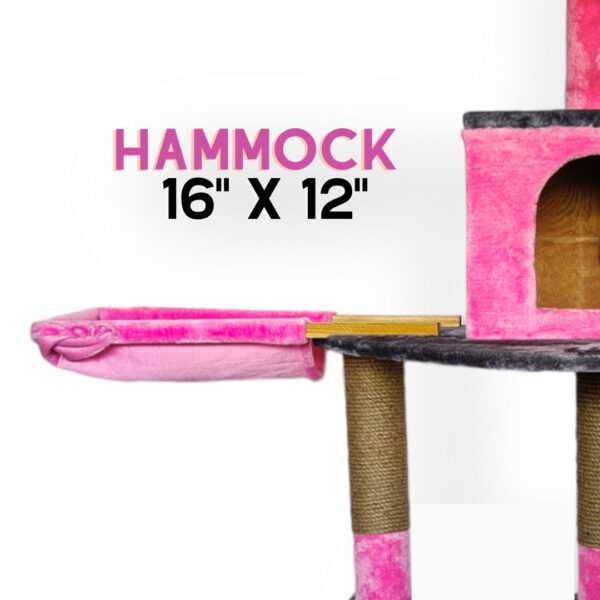 Deluxe Cat Castle 5ft Cat Tree Condo with Hammock & Scratcher Ladder - Multiple Cats