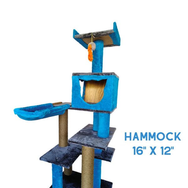 3 Royal Retreat 5ft Cat Tower Condo with Hammock & Scratching Poles – Compact Tree for 1–3 Cats