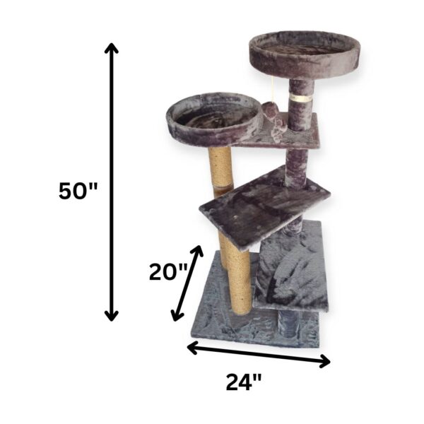 3 Peppermint 4ft Basket Cat Tower with Scratching Poles – No Condo Design for Window Lounging & Bird Watching