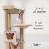 Lola’s Condo 5ft Cat Tower with Hammock, Scratching Poles & Top Basket – Multi-Level Tree for 1–3 Cats