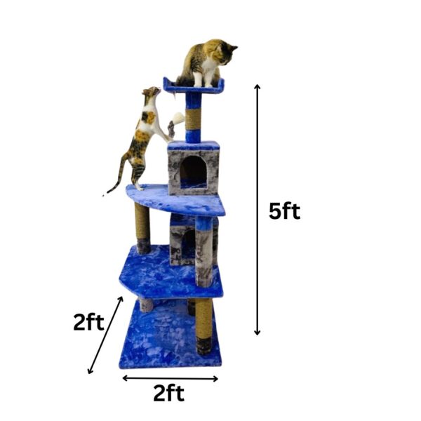 Capachinu 5ft Cat Tree Condo House with Dual Hideouts & Scratching Posts – Ideal for 2-3 Cats