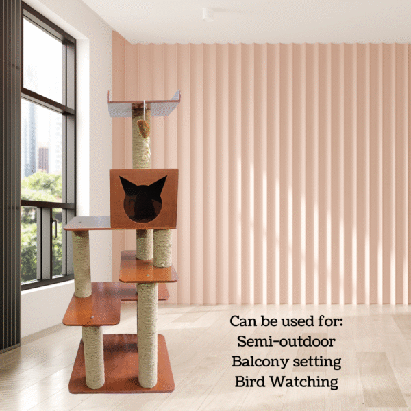No-Fur King 5ft Cat Tower Condo & Scratcher (Without Hammock) – Compact Royal Climbing Tree for 1–3 Cats