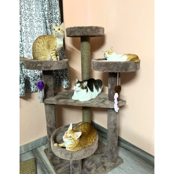 Imarti Cat Tower – 4ft Tall Jungle-Inspired Cat Tree with Plush Baskets & Scratching Posts
