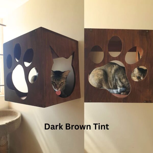 4 Cat Box Wall Mount with Paw Window – Elevated Birdwatching Perch for Cats (14"x14"x12")