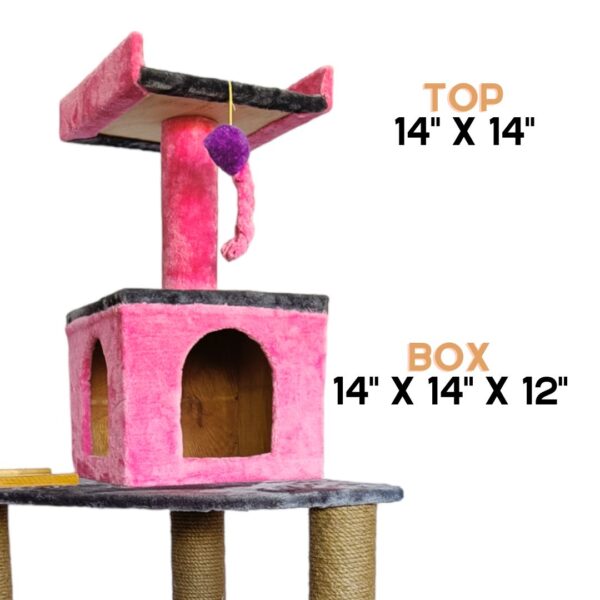 Deluxe Cat Castle 5ft Cat Tree Condo with Hammock & Scratcher Ladder - Multiple Cats