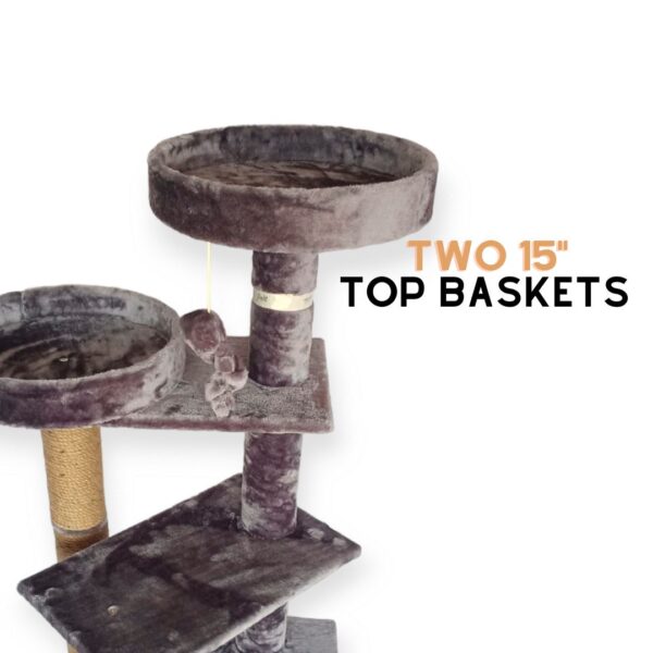 4 Peppermint 4ft Basket Cat Tower with Scratching Poles – No Condo Design for Window Lounging & Bird Watching