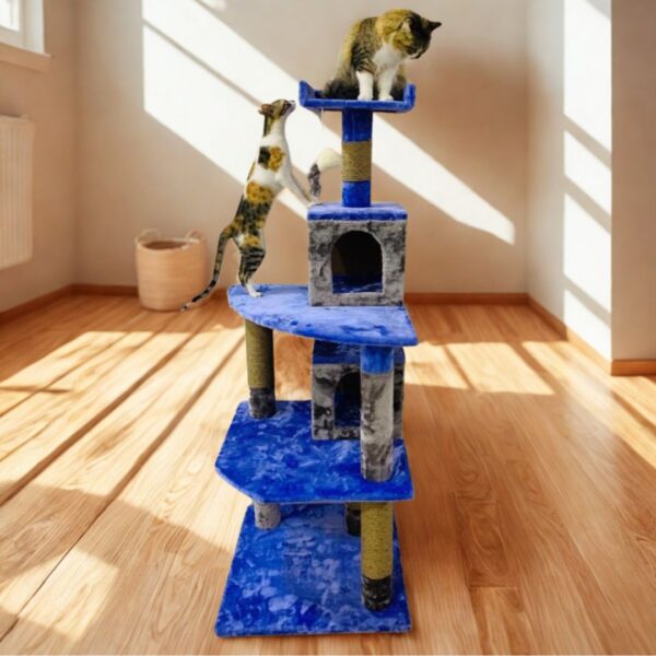 Capachinu 5ft Cat Tree Condo House with Dual Hideouts & Scratching Posts – Ideal for 2-3 Cats