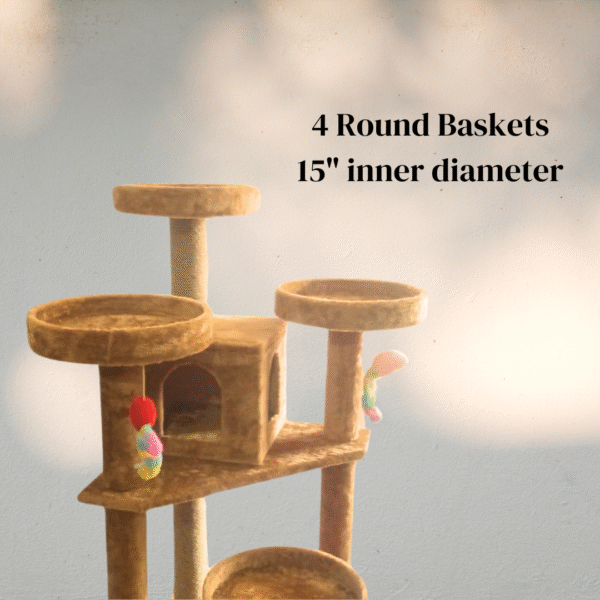 Imarti Condo Cat Tower Scratcher – 4ft Tall Multi-Level Cat Tree with Baskets, Condo & Jute Scratching Poles