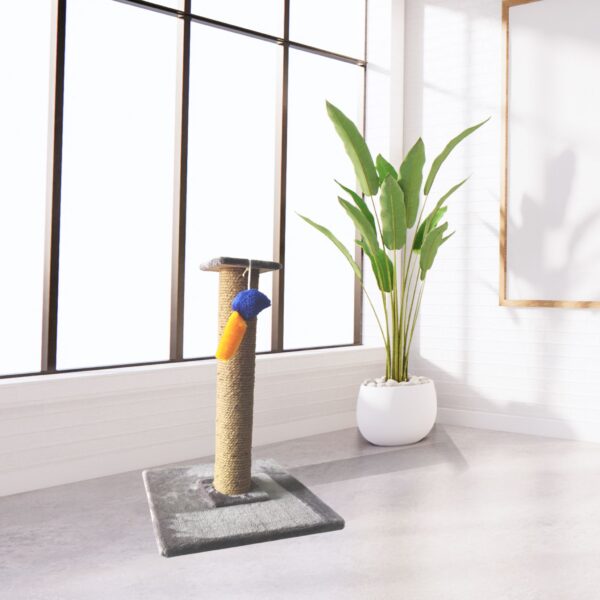 2ft Vertical Cat Scratching Pole – Jute Rope Cylinder with Fur Base – Easy Assembly – Replaceable Pole