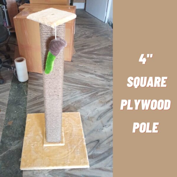 Grey Fur Meowzilla 3ft Vertical Cat Scratching Post – Heavy Base, Mouse Toy, Ideal for 1-5 Cats