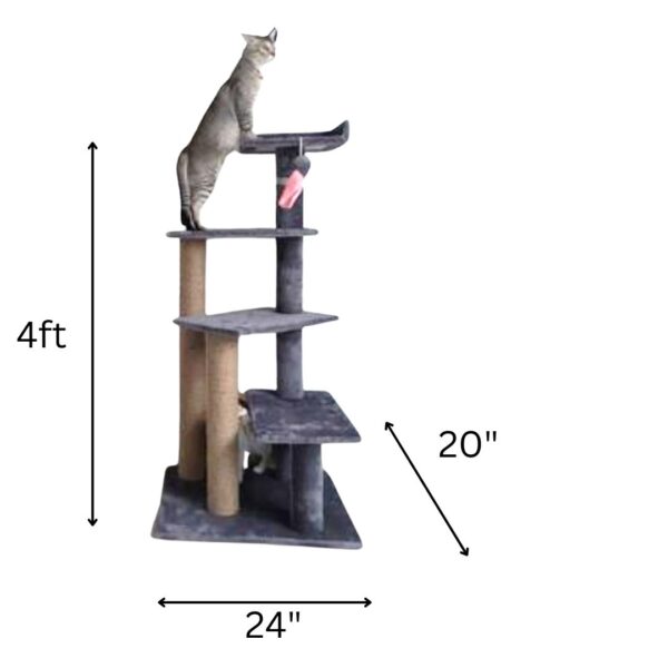 Fur Peppermint Cat Tower and Scratching Pole Tower - 4ft Tall - Adult Cats - Ideal for Old Cats