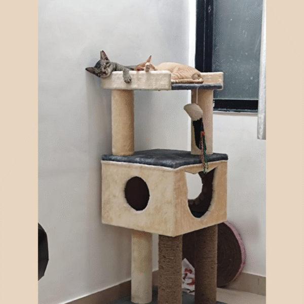 5 Misty’s Penthouse 3.5ft Cat Tower Condo with Scratcher – 4 Resting Spots, Ideal for 1–3 Cats