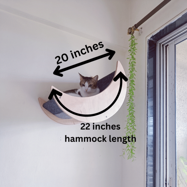 Selena Cozy Cat Wall Mount – 22" Curved Platform – Felt Carpet & Birch Wood – Winter-Friendly Design