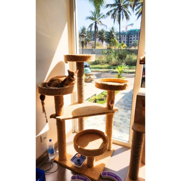 Imarti Cat Tower – 4ft Tall Jungle-Inspired Cat Tree with Plush Baskets & Scratching Posts