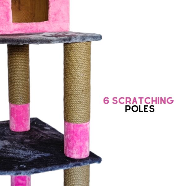 Deluxe Cat Castle 5ft Cat Tree Condo with Hammock & Scratcher Ladder - Multiple Cats