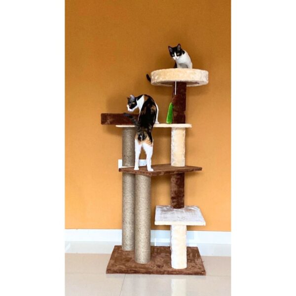 5 Peppermint 4ft Basket Cat Tower with Scratching Poles – No Condo Design for Window Lounging & Bird Watching