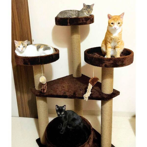 Imarti Cat Tower – 4ft Tall Jungle-Inspired Cat Tree with Plush Baskets & Scratching Posts