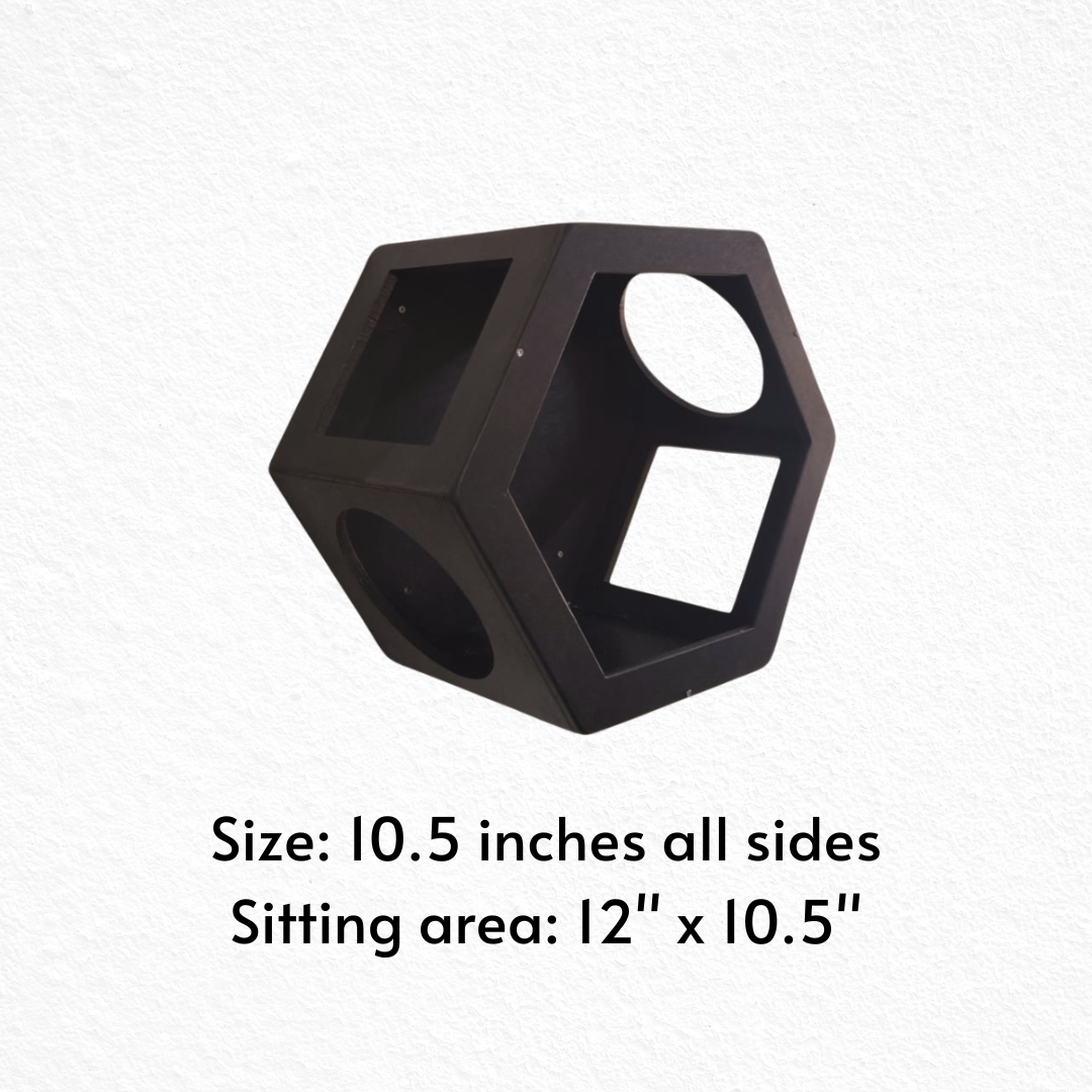 Hexagon Wall Mount Cat Box – Modern Cat Wall Shelf in Birch Plywood (Beige, Dark Brown, or Black)