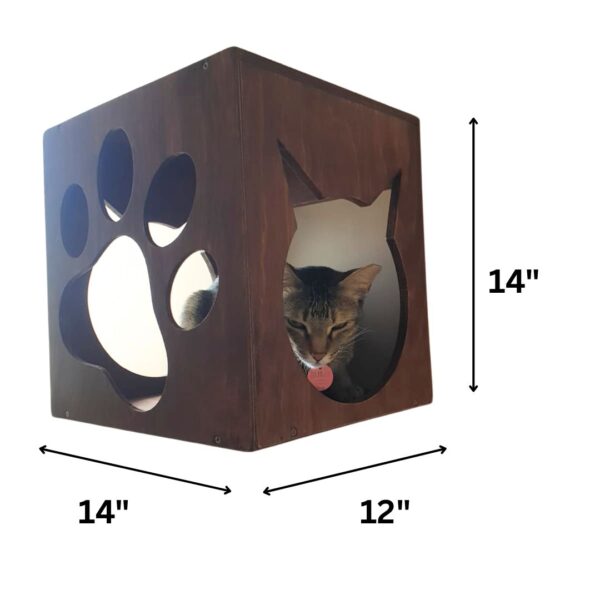 6 Cat Box Wall Mount with Paw Window – Elevated Birdwatching Perch for Cats (14"x14"x12")