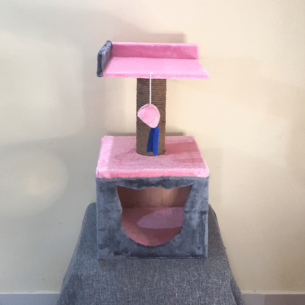 Goodly 2-Sided Cat Tower Condo Scratcher – 2ft Tall with Comfy Seating for Adult Cats