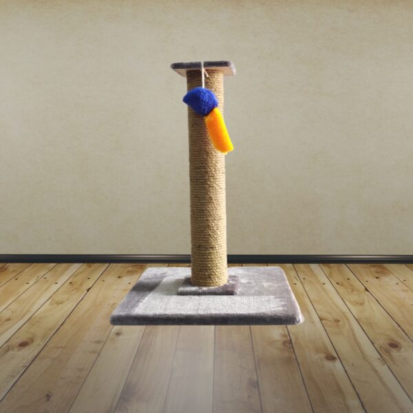 2ft Vertical Cat Scratching Pole – Jute Rope Cylinder with Fur Base – Easy Assembly – Replaceable Pole
