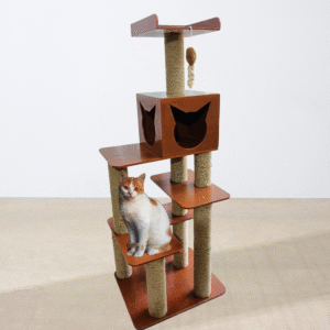 No-Fur King 5ft Cat Tower Condo & Scratcher (Without Hammock) – Compact Royal Climbing Tree for 1–3 Cats