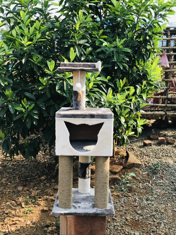 Chota Jamun 3.5ft Cat Tower with Condo – Soft Furry Climbing Tree for 1–3 Cats