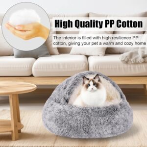 Purrly Hoodie Bed for Adult Cats – A Luxurious Haven of Comfort and Security - Soft & Cozy Pet Lounge, Durable & Supportive, Resting and Napping, Perfect for Home, Grey (L x W x H) 23.6"x23.6"x5"