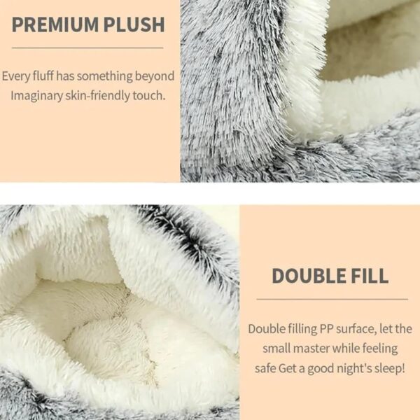 Purrly Hoodie Bed for Adult Cats – A Luxurious Haven of Comfort and Security - Soft & Cozy Pet Lounge, Durable & Supportive, Resting and Napping, Perfect for Home, Grey (L x W x H) 23.6"x23.6"x5"